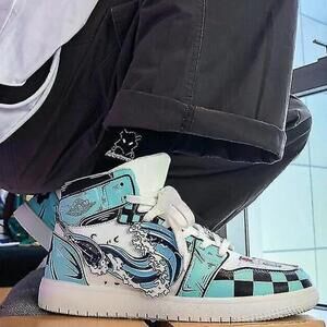 Demon Slayer Kamado Tnajirou Anime Men's High-Top Sneakers - Size 41